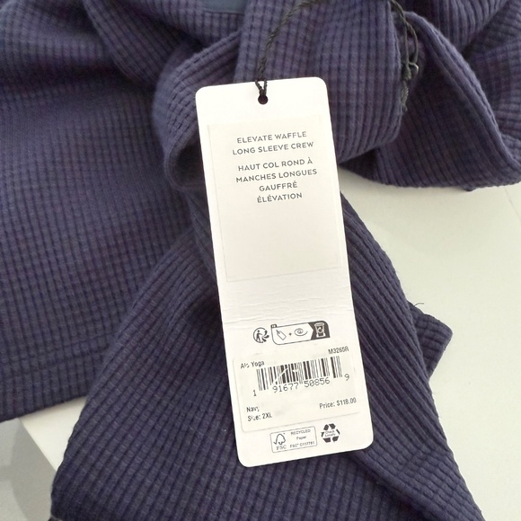 ALO Mens Waffle Long Sleeve Crew Neck Sweater Navy Blue NWT Size 2XL - Picture 3 of 6